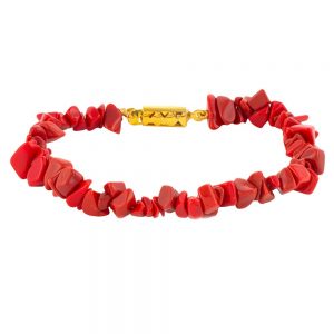 Genuine Reiki Crystal Red Coral Semi Precious Chips Gemstone Bracelet