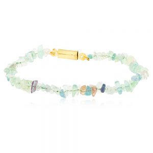 Natural Reiki Crystal Multi Fluorite Semi Precious Chips Bracelet