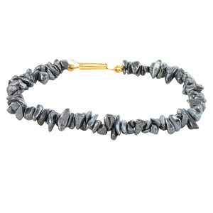 Natural Black Reiki Hematite Semi Precious Gemstone Bracelet For Spine