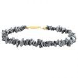 Natural Black Reiki Hematite Semi Precious Gemstone Bracelet For Spine