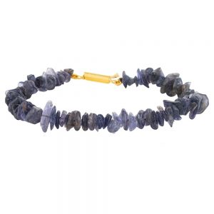 Genuine Blue Crystal Iolite Semi Precious Gemstone Chips Bracelet