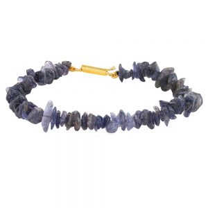 Genuine Blue Crystal Iolite Semi Precious Gemstone Chips Bracelet