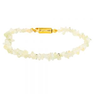 Natural White Healing Crystal Prehnite Semi Precious Gemstone Bracelet