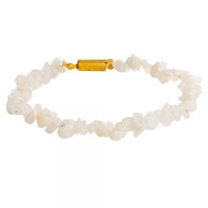 Genuine White Healing Crystal Moonstone Semi Precious Stone Bracelet