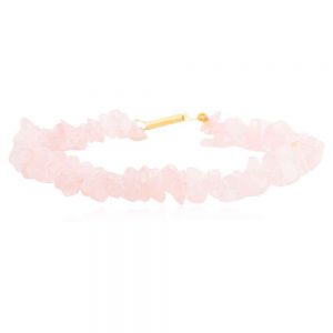 Genuine Healing Crytal Rose Quartz Semi Precious Stone Chips Bracelet