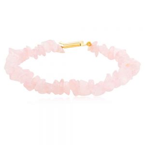 Genuine Healing Crytal Rose Quartz Semi Precious Stone Chips Bracelet