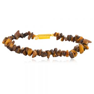 Natural Yellow Brown Crystal Tiger Eye Semi Precious Gemstone Bracelet
