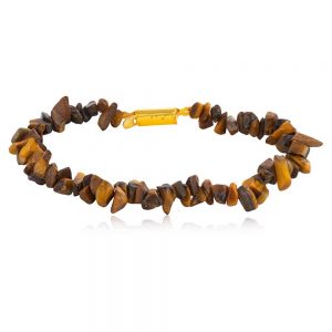 Natural Yellow Brown Crystal Tiger Eye Semi Precious Gemstone Bracelet