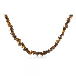Natural Reiki Crystal Brown Tiger Eye Precious Gemstone Chips Necklace