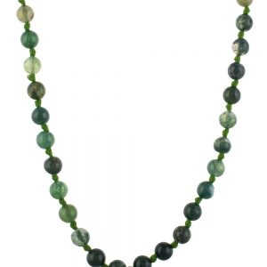 Natural Moss Agate Round Bead Necklace Eliminates Depression & Fear