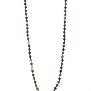 Natural Moss Agate Round Bead Necklace Eliminates Depression & Fear