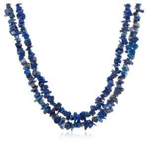 Natural Blue Reiki Lapis Lazuli Semi Precious Stone Safety Necklace