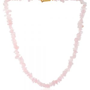 Natural Light Pink Crytal Rose Quartz Semi Precious Stone Necklace