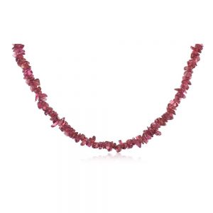 Natural Rhodolite Reiki Crystal Maroon Fluorite Semi Precious Necklace