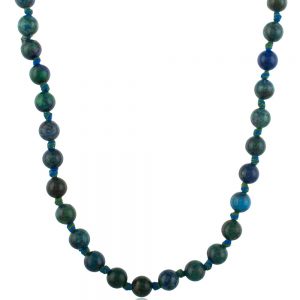 Natural Crystal Healing Blue Azurite Semi Precious Stone Necklace
