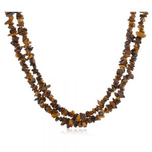 Natural Reiki Crystal Brown Tiger Eye Semi Precious Gemstone Necklace
