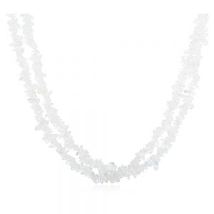 Natural White Healing Crystal Quartz Semi Precious Stone Necklace