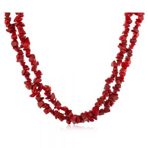 Natural Healing Reiki Crystal Red Coral Precious Stone Chips Necklace