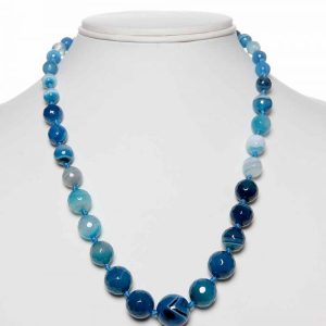Natural Blue Onyx Semi Precious Stone Necklace Protection & Security