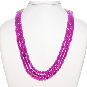 Natural Pink Jade Semi Precious Gemstone Necklace Feminine & Graceful