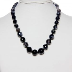 Genuine Onyx Semi Precious Gemstone Graduation Necklace Protection
