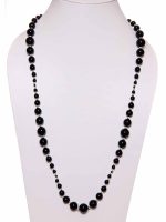 Genuine Reiki Chakra Healing Black Onyx Semi Precious Stone Necklace