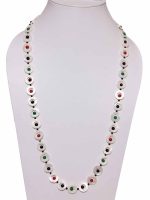Beautiful & Genuine Black Green Red Onyx & Mother Of Pearl Necklace