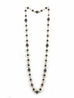 Natural Reiki Onyx & Mother Of Pearl Coin Semi Precious Necklace - Image 2