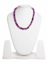 7 Chakra Purple Round Bead Onyx Healing Crystal Semi Precious Necklace