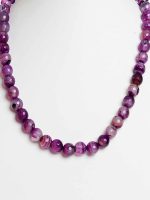 7 Chakra Purple Round Bead Onyx Healing Crystal Semi Precious Necklace - Image 2