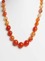Orange Onyx Healing Crystal Semi Precious Stone Graduation Necklace - Image 2
