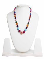 Natural Round Bead Crytal Onyx Semi Precious Stone Graduation Necklace