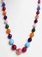 Natural Round Bead Crytal Onyx Semi Precious Stone Graduation Necklace - Image 2