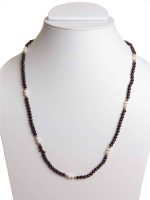 Genuine Healing Pearl & Garnet Stone Semi Precious Survival Necklace