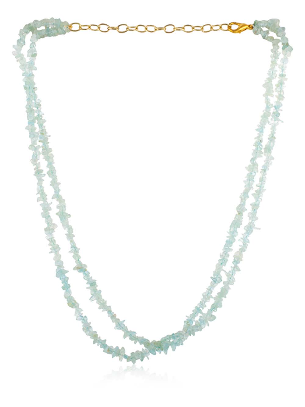 00366.jpg Genuine Reiki Healing Crystal Aquamarine Semi Precious Stone Necklace - Image 1