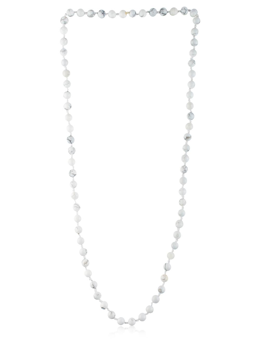 00501.jpg Genuine Howlite 32” Semi Precious Stone Round Bead Necklace - Image 1