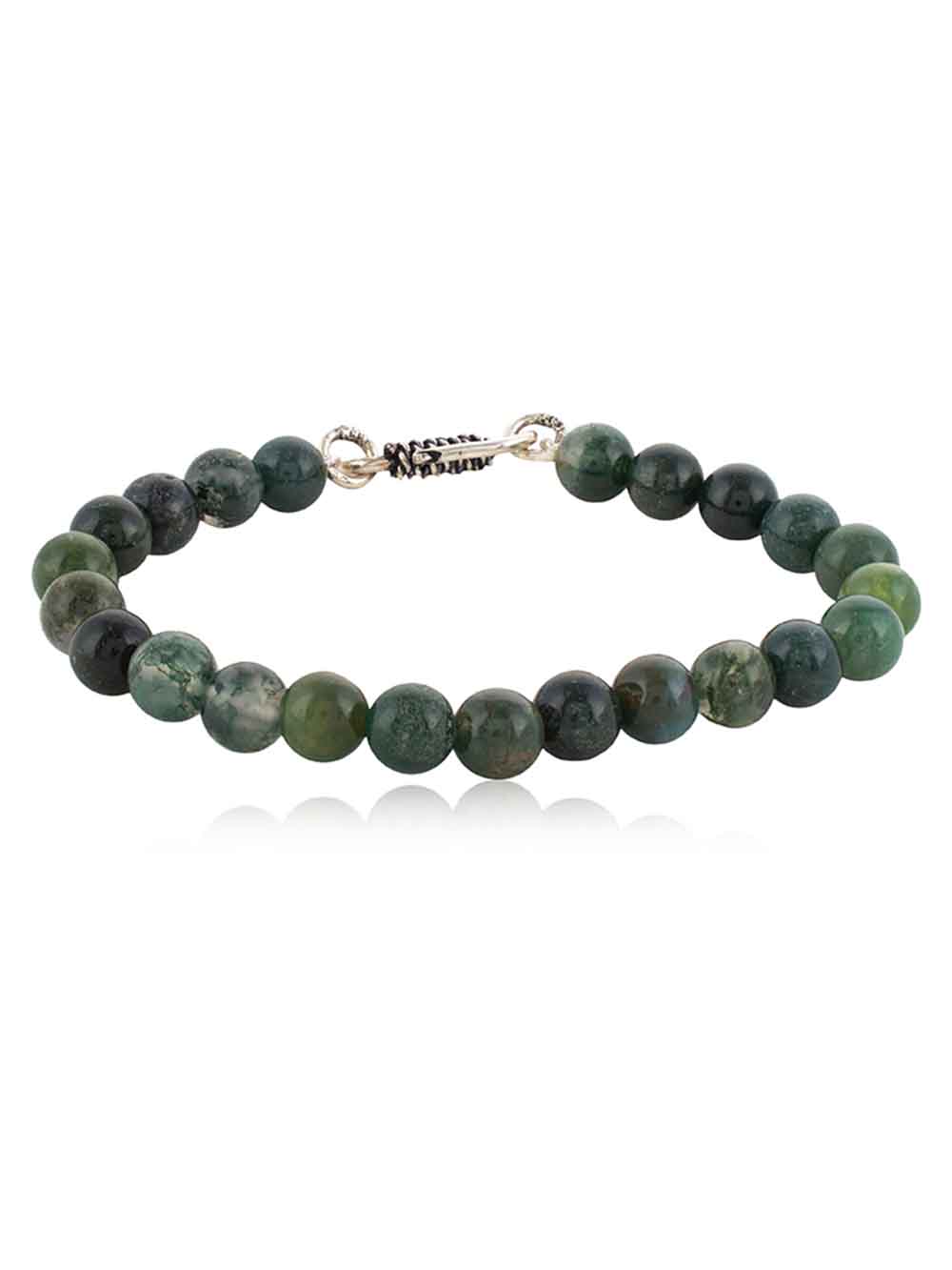 007.jpg Genuine Reiki Chakra Healing Moss Agate Semi Precious Stone Bracelet - Image 1