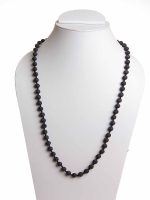 Natural Grey Crystal Healing Black Lava Semi Precious Stone Necklace
