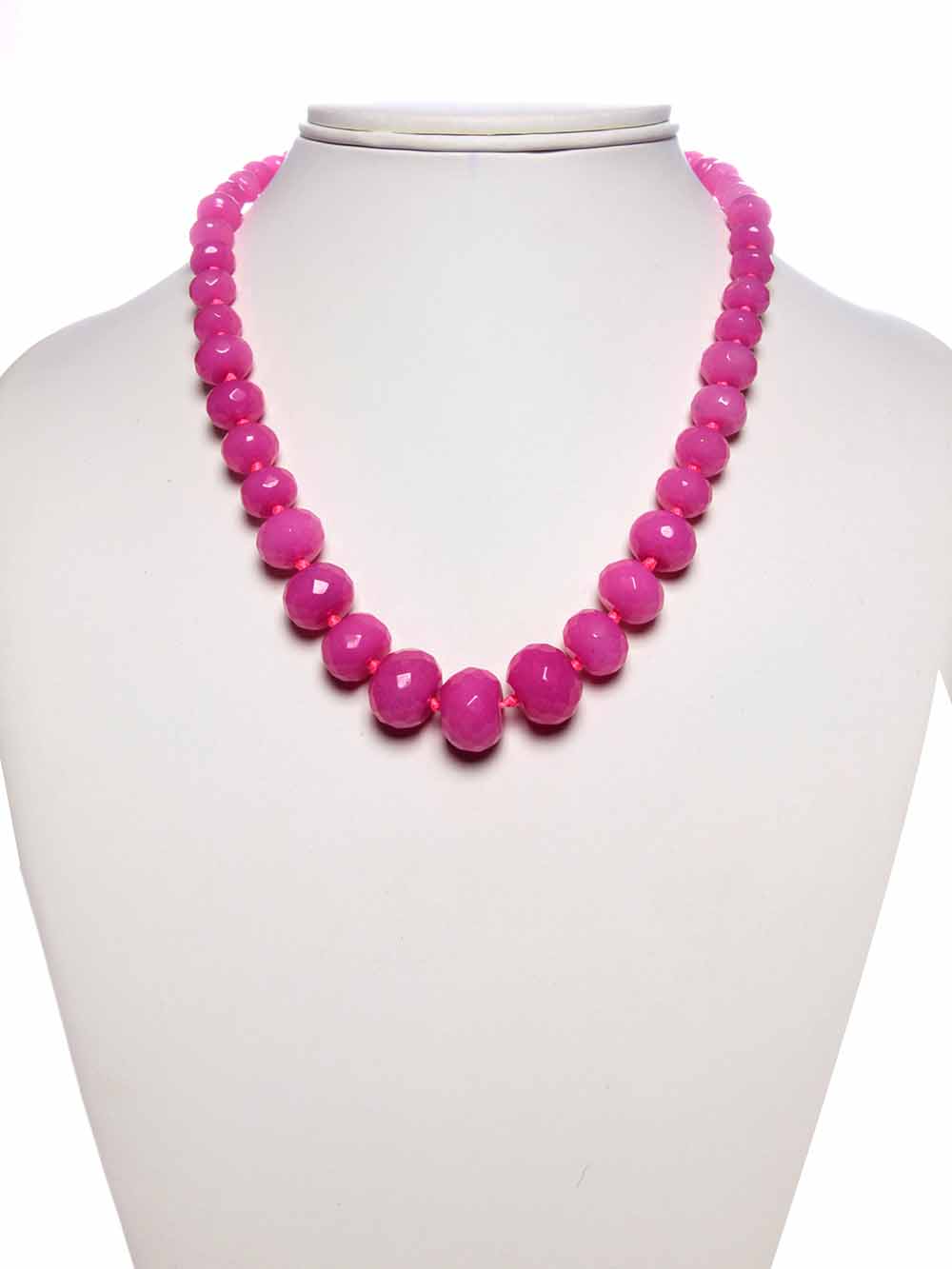 1-23.jpg Natural Round Bead Pink Onyx Healing Semi Precious Stone 18″ Necklace - Image 1