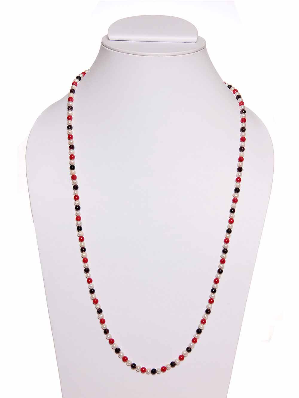 1-49.jpg Genuine Red Coral Garnet Pearl Round Bead Semi Precious Mala Necklace - Image 1