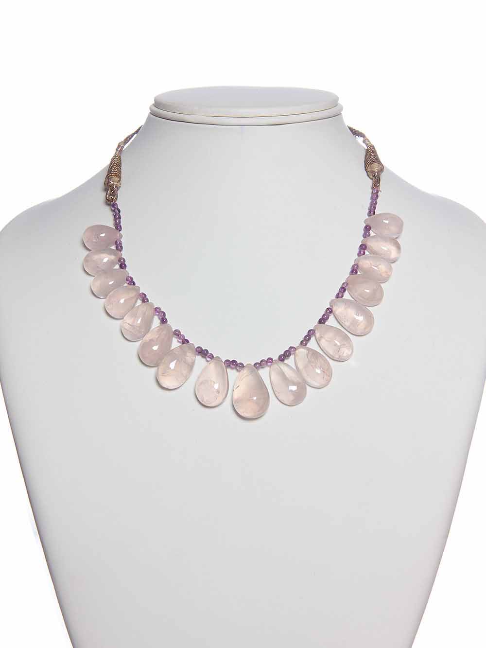 1-61.jpg Genuine Rose Quartz Amethyst Crystal Semi Precious Gemstones Necklace - Image 1