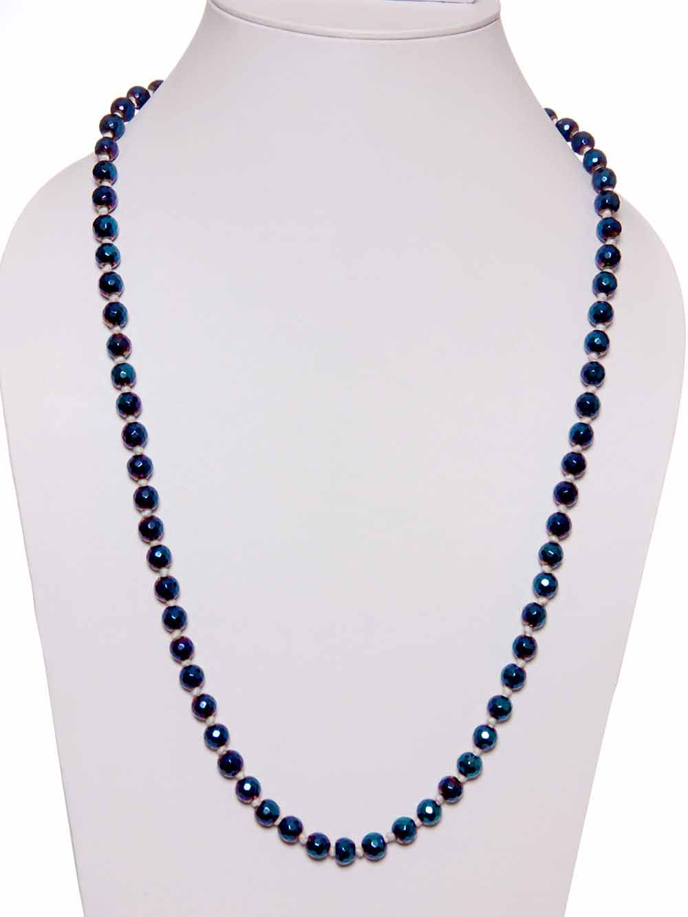 1-80.jpg Certified Round Beads Blue Chrysoprase Stone Semi Precious Necklace - Image 1