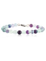 Natural Round Bead Reiki Crystal Multi Fluorite Semi Precious Bracelet - Image 2