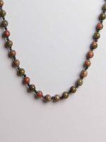 Natural Third Eye Chakra Unakite Crystal Semi Precious Stone Necklace - Image 2