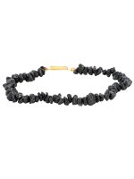 Natural Healing Crytal Black Spinal Semi Precious Stone Chips Bracelet - Image 2