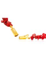 Genuine Reiki Crystal Red Coral Semi Precious Chips Gemstone Bracelet - Image 3