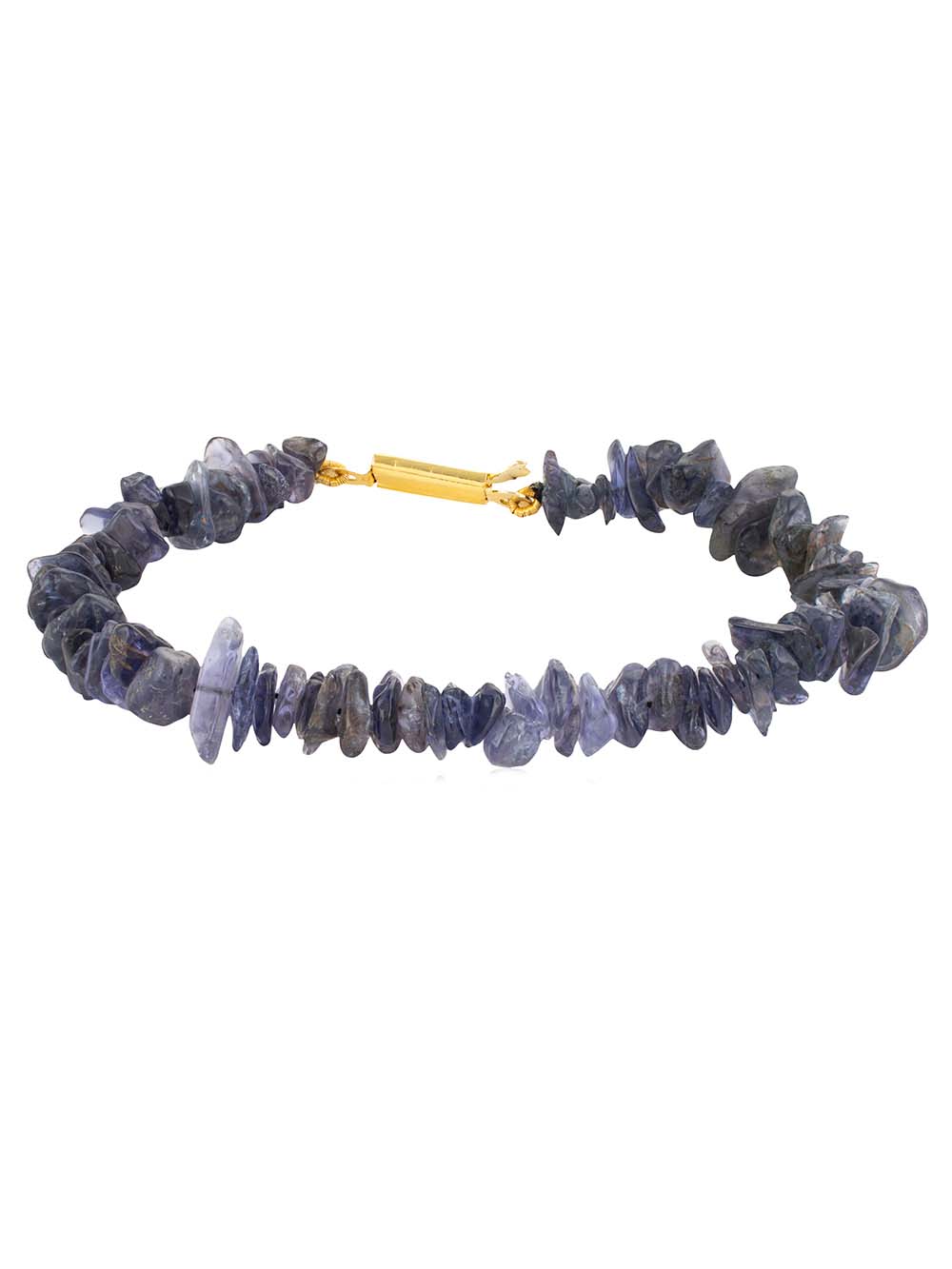 3073.jpg Genuine Blue Crystal Iolite Semi Precious Gemstone Chips Bracelet - Image 1