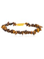 Natural Yellow Brown Crystal Tiger Eye Semi Precious Gemstone Bracelet - Image 2