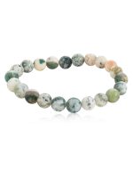 Genuine Tree Agate Crytal Round Bead Semi Precious Gemstone Bracelet
