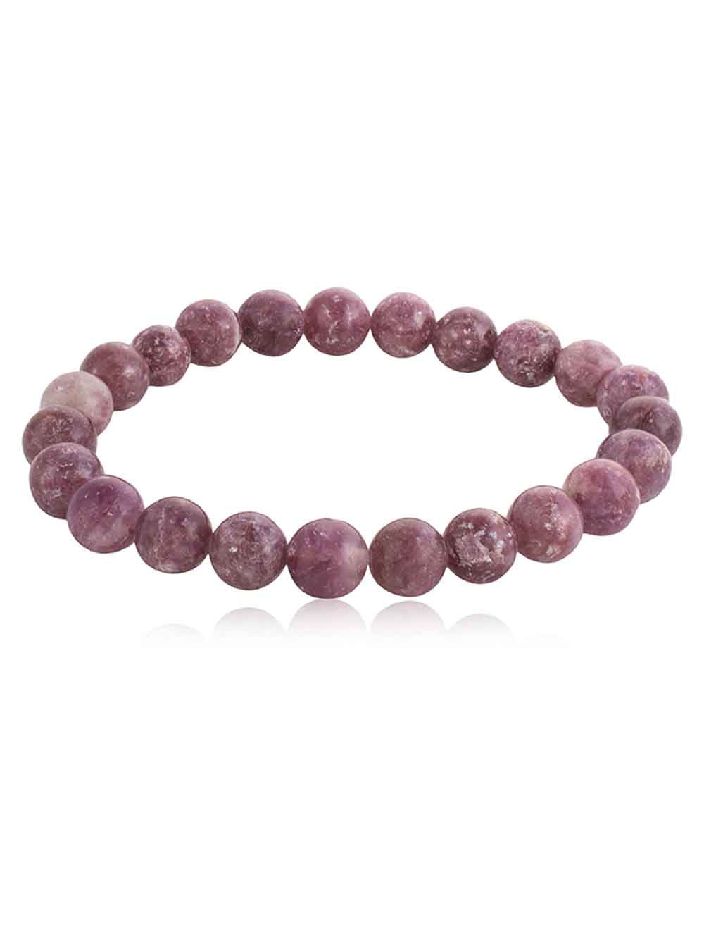 557.jpg Natural Reiki Crystal Pink Lepidolite Semi Precious Stone Bracelet - Image 1
